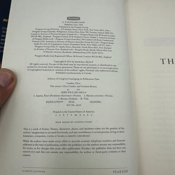 Clive Cussler & Graham Brown 2012 Hardcover The Storm Kurt Austin Adventure - Picture 3 of 3